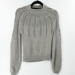 ✅ ABERCROMBIE & FITCH‎ Soft TAUPE Balloon-sleeve Cable Sweater X-SMALL